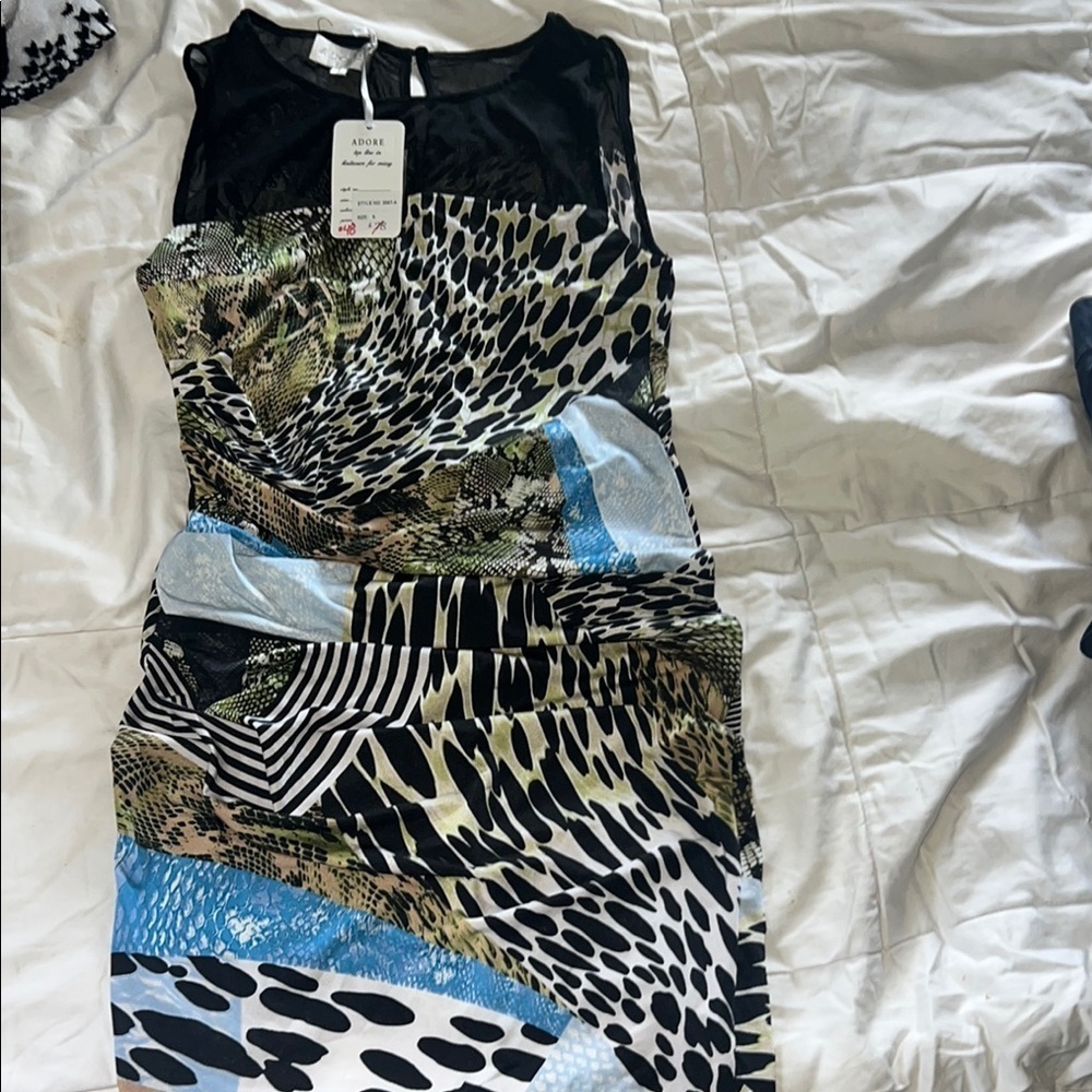 Adore Black and Green Mini Dress